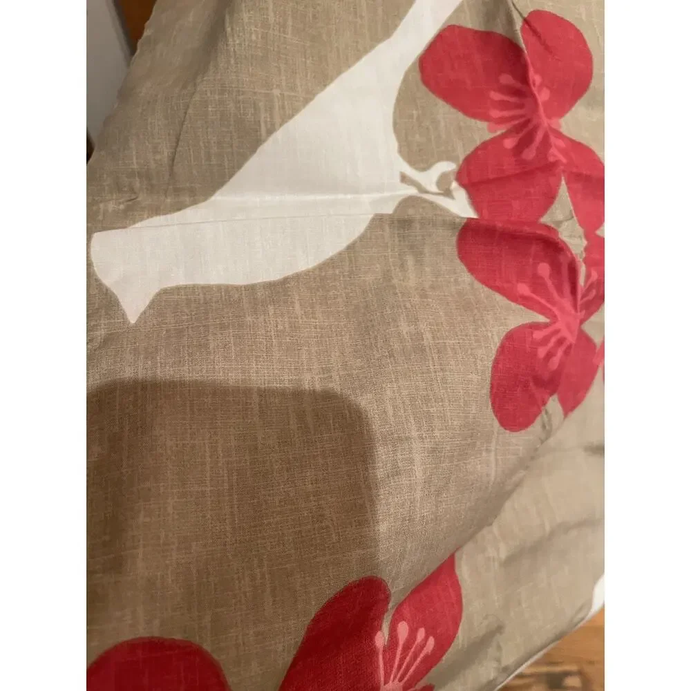 2 NEW Standard Pillow Shams by WEST ELM - Songbird Rare Bird Pattern Beige/Red